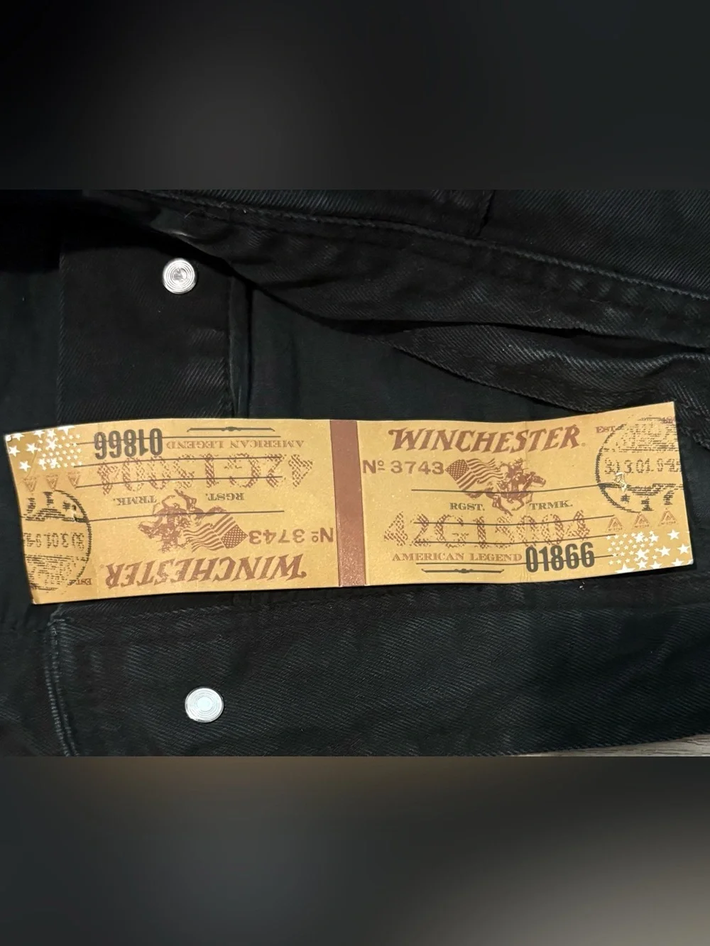 Winchester Co Black Jean Biker Vest Jacket Denim Size L Rare Unique-MSRP $78 New